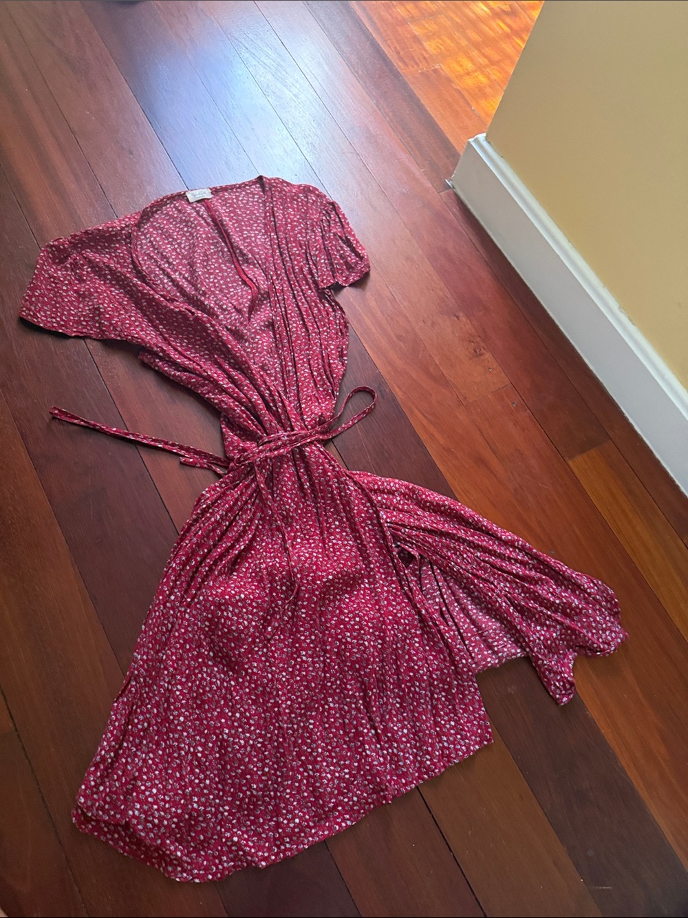 Brandy Melville Red Floral Wrap Dress